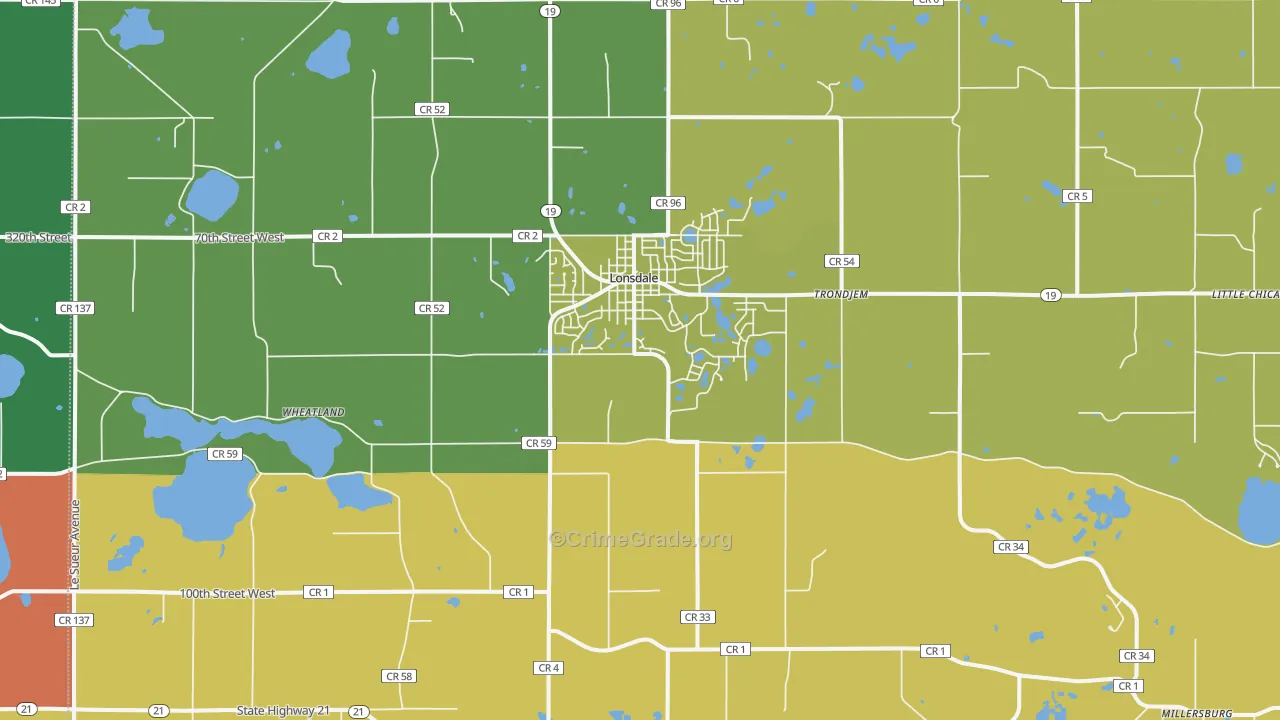 Lonsdale, MN Map of Vandalism Rates