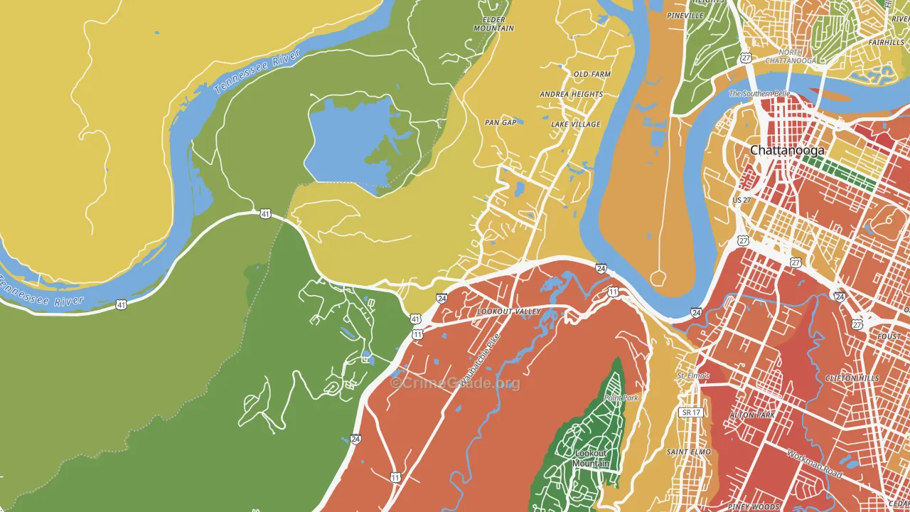 Lookout Valley, Chattanooga, TN Map of Vandalism Rates