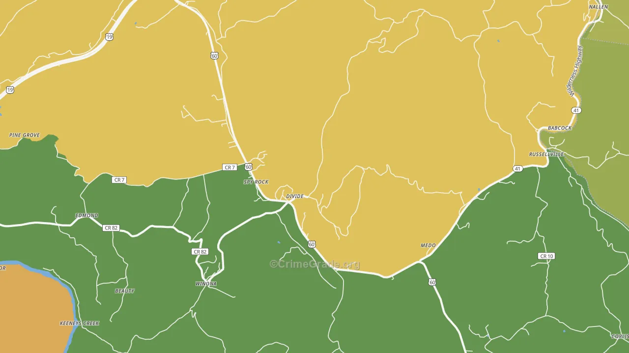 Lookout, WV Map of Vandalism Rates