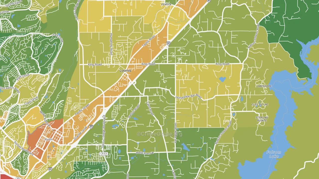 Loomis, CA Map of Vandalism Rates