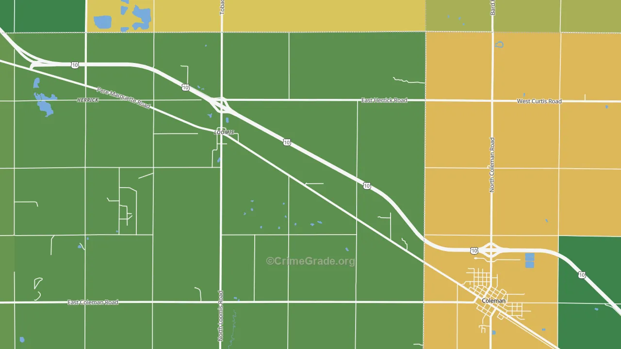 Loomis, MI Map of Vandalism Rates