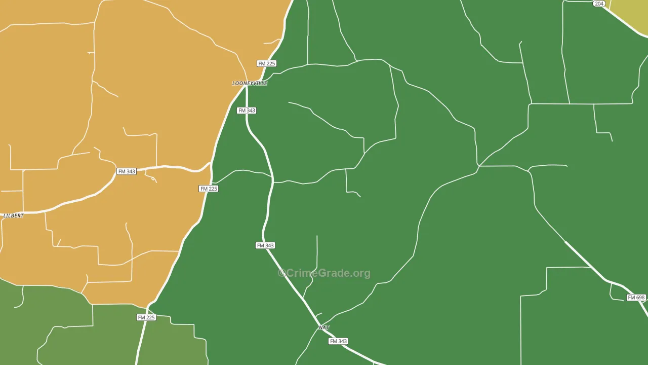 Looneyville, TX Map of Vandalism Rates