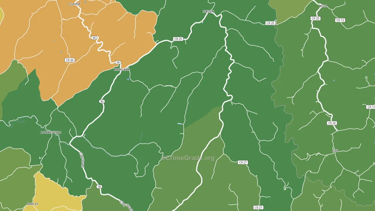 Looneyville, WV Map of Vandalism Rates