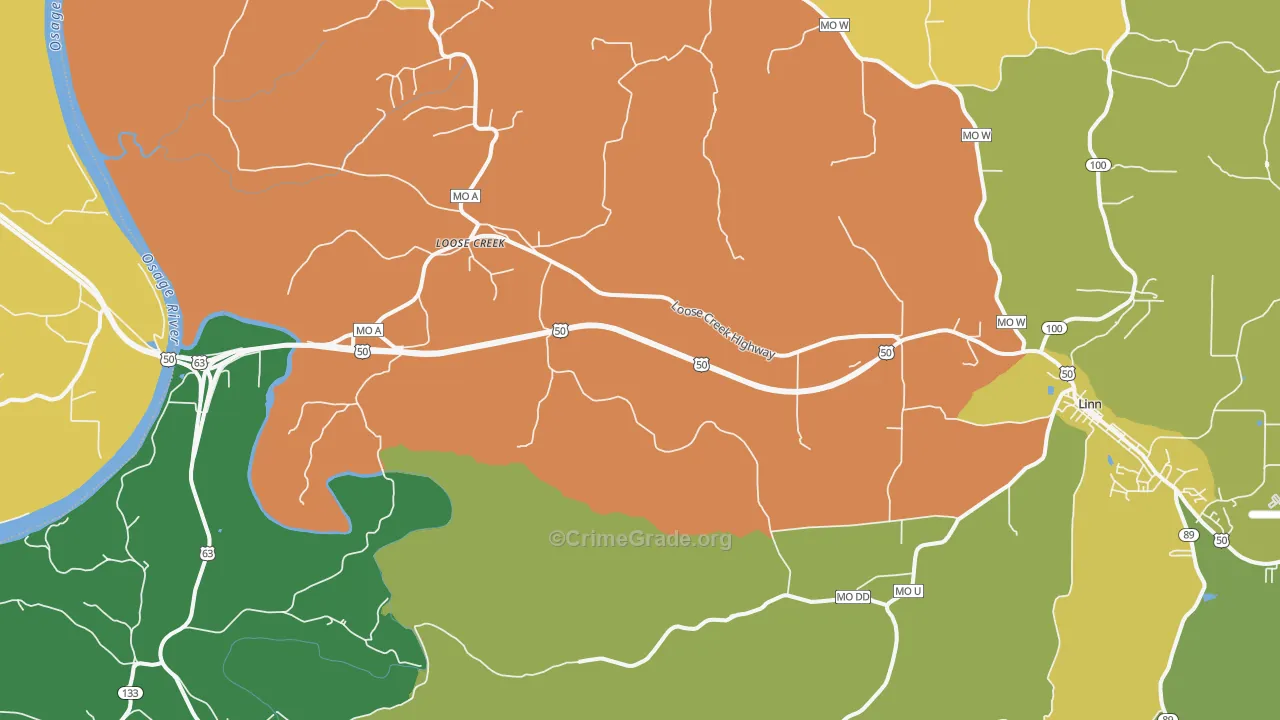 Loose Creek, MO Map of Vandalism Rates