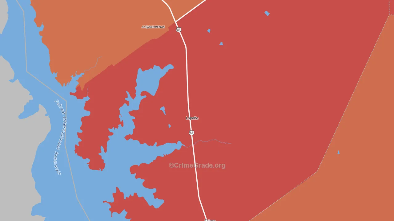 Lopeno, TX Map of Vandalism Rates