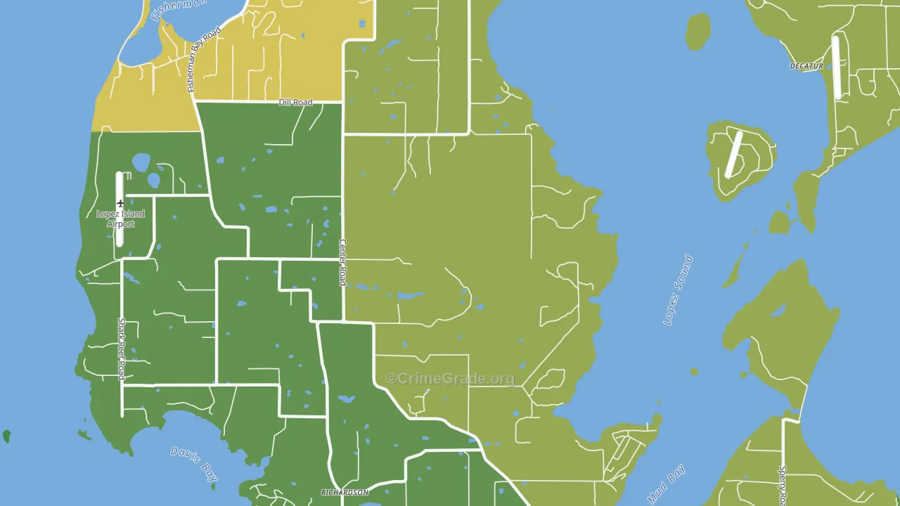 Lopez Island, WA Map of Vandalism Rates