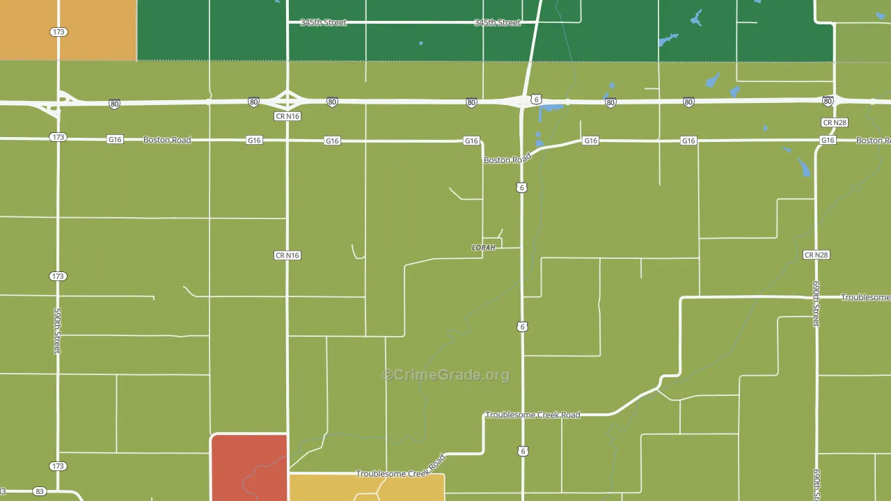 Lorah, IA Map of Vandalism Rates