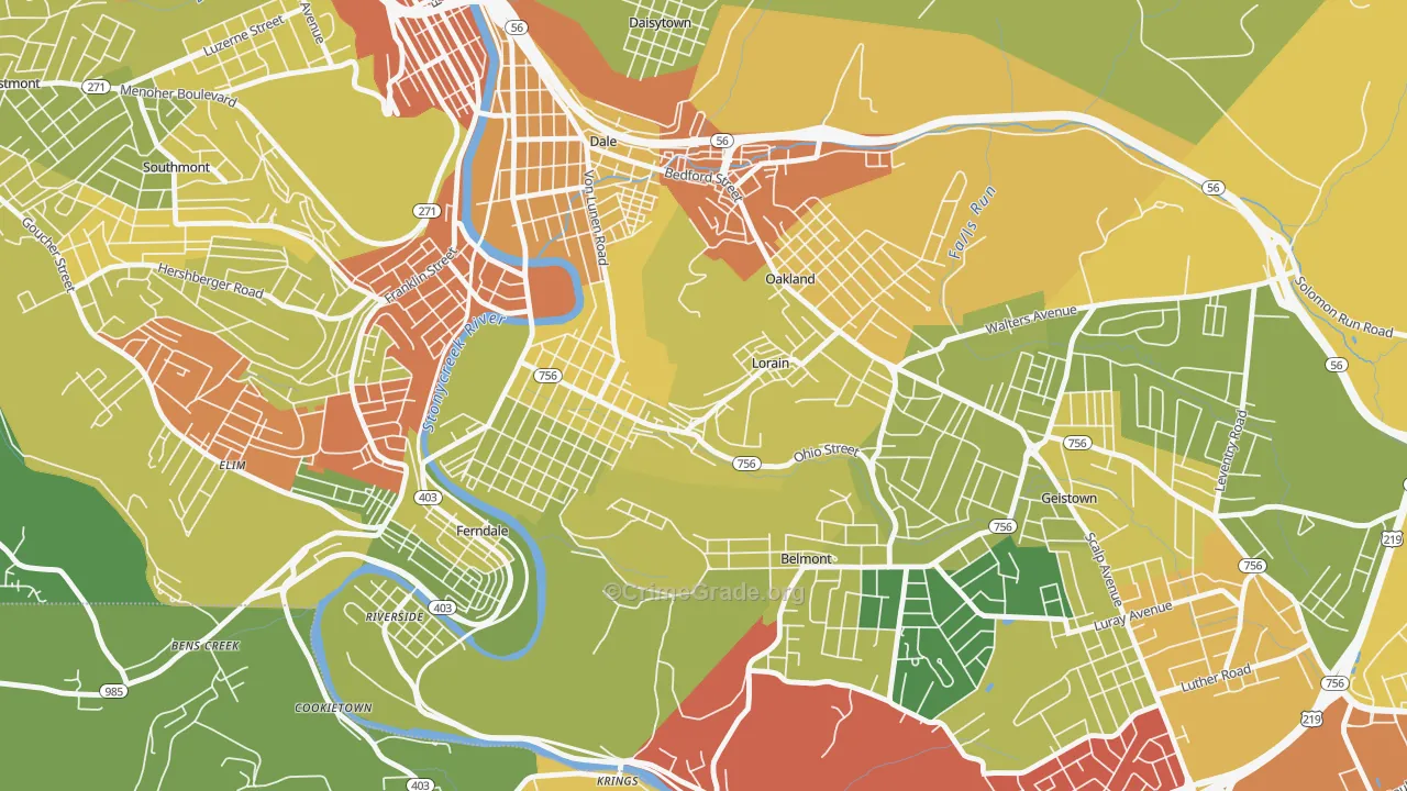 Lorain, PA Map of Vandalism Rates