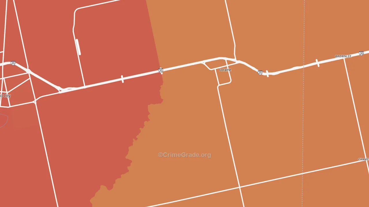 Loraine, TX Map of Vandalism Rates