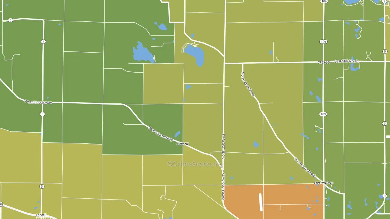 Lorane, IN Map of Vandalism Rates