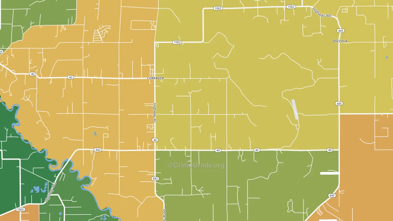 Loranger, LA Map of Vandalism Rates