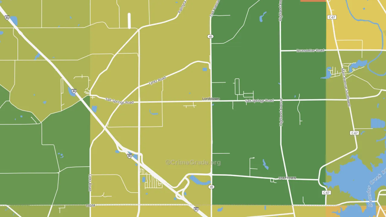 Lordstown, OH Map of Vandalism Rates