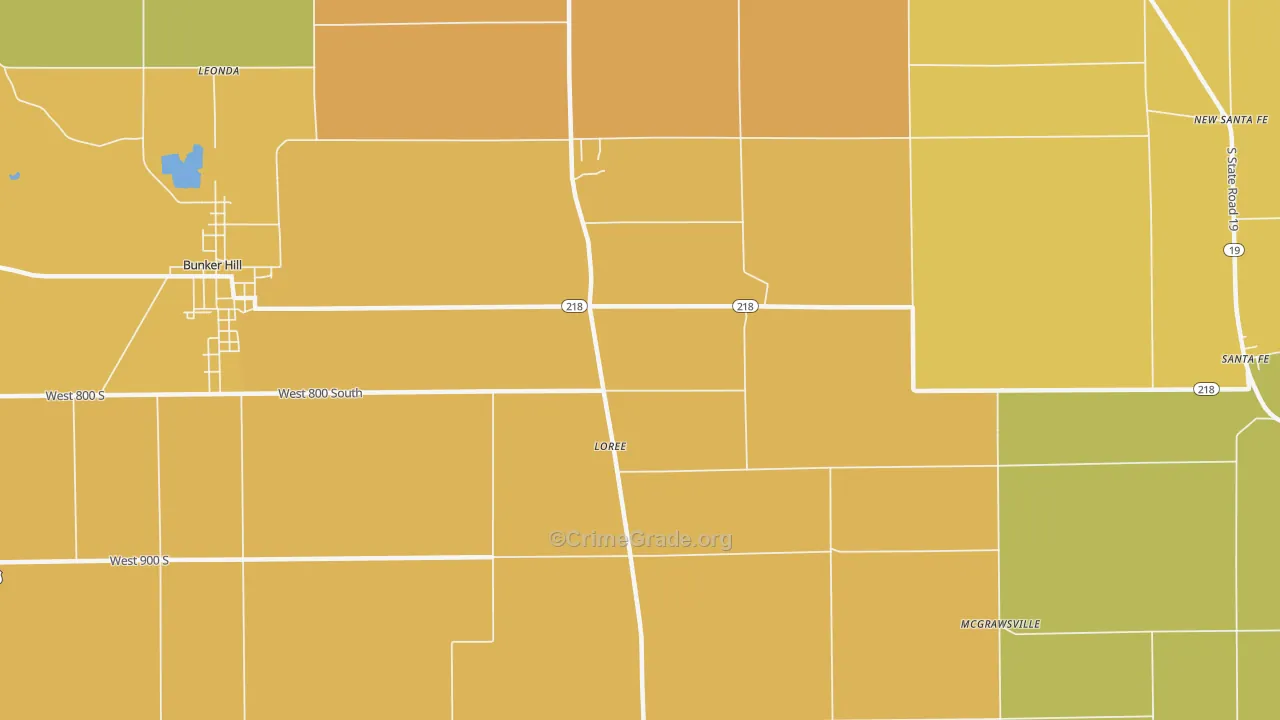 Loree, IN Map of Vandalism Rates