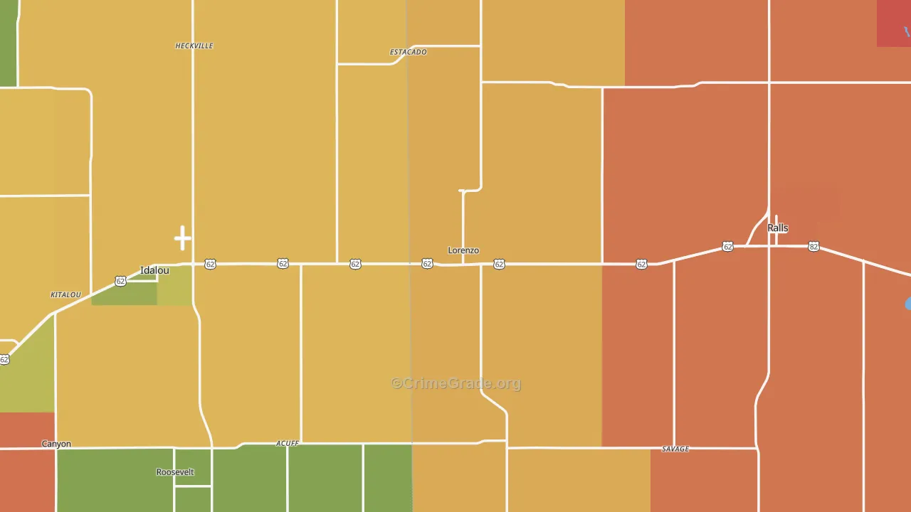 Lorenzo, TX Map of Vandalism Rates