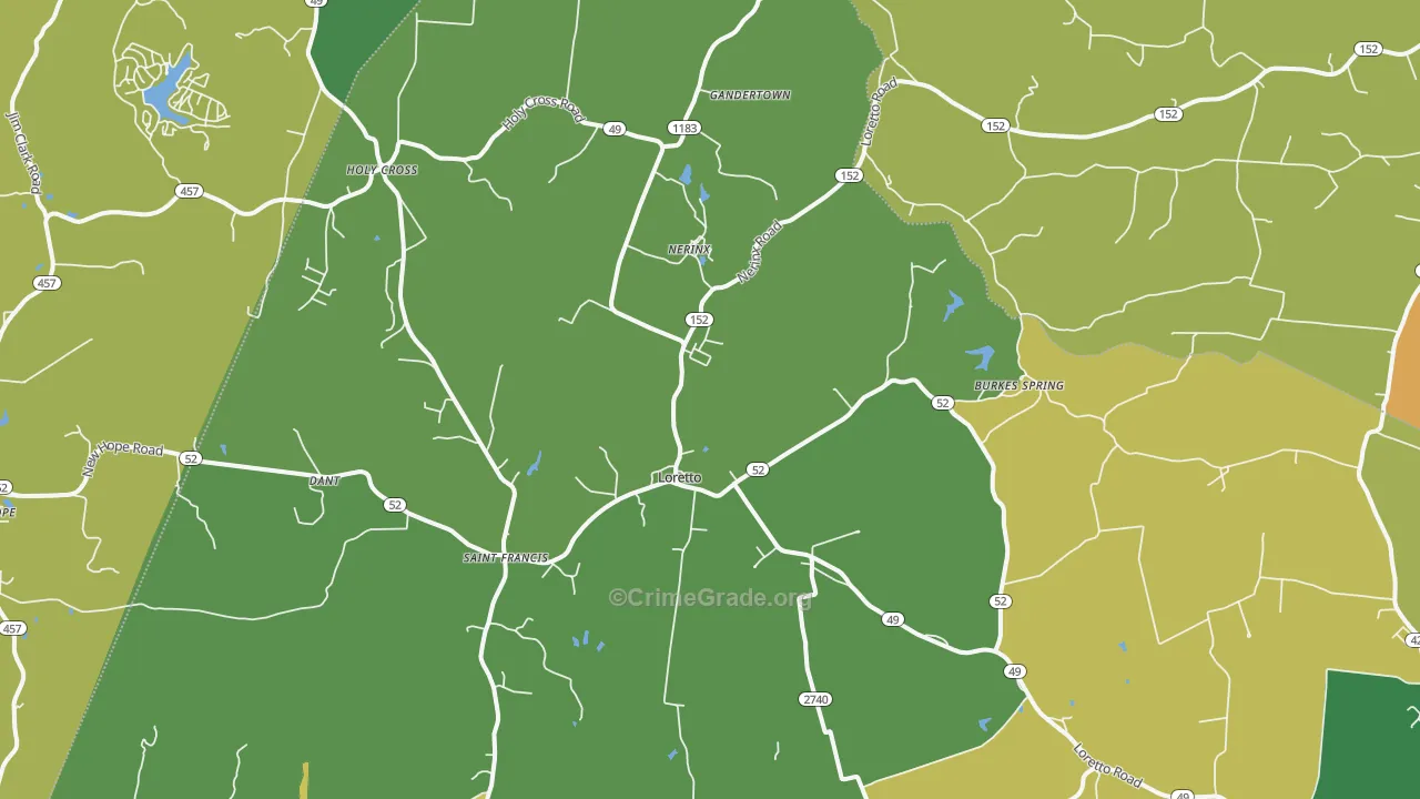 Loretto, KY Map of Vandalism Rates