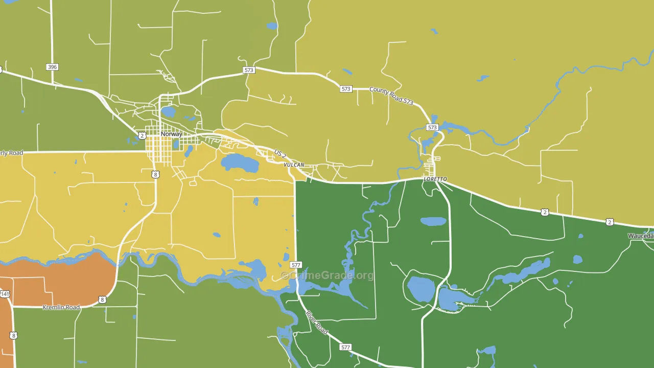 Loretto, MI Map of Vandalism Rates