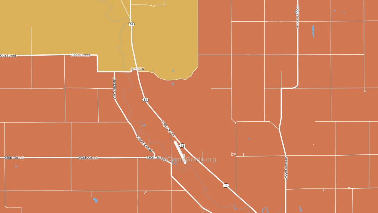 Loretto, NE Map of Vandalism Rates