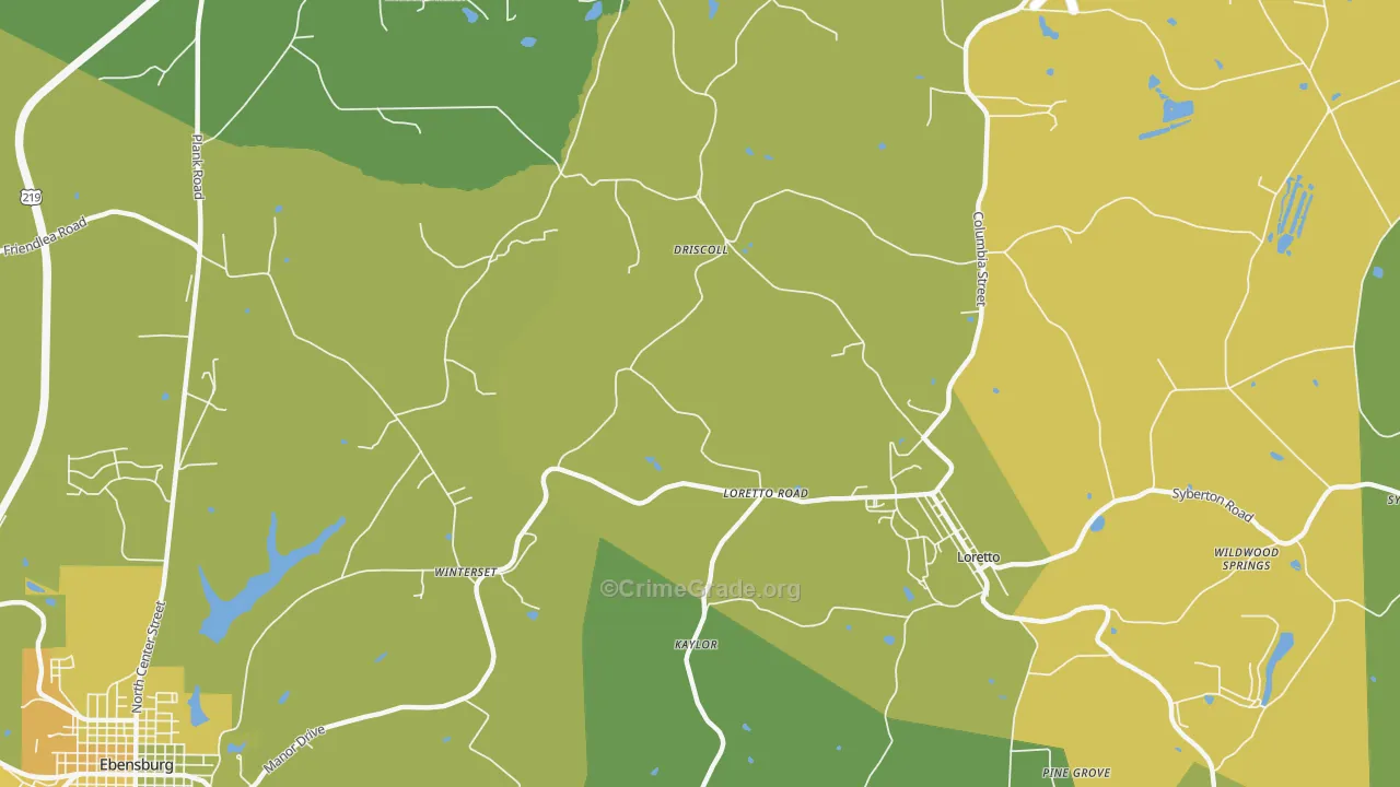 Loretto Road, PA Map of Vandalism Rates