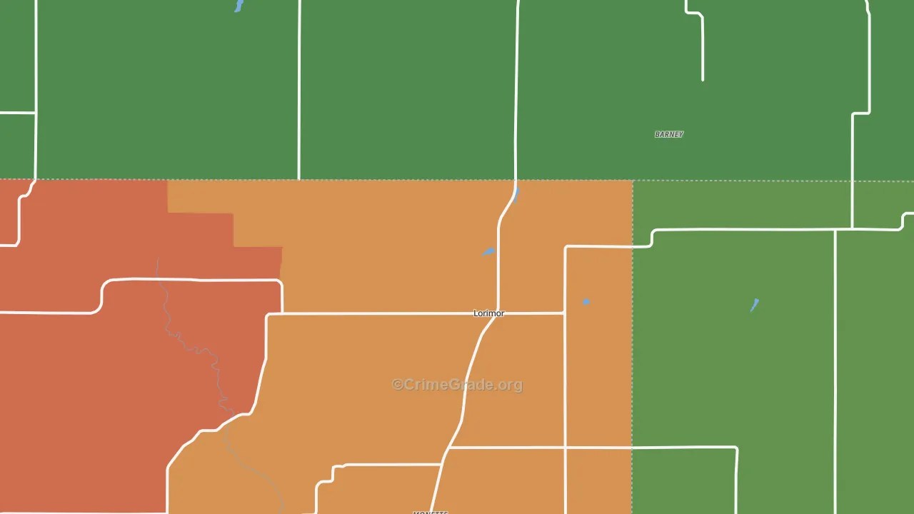 Lorimor, IA Map of Vandalism Rates