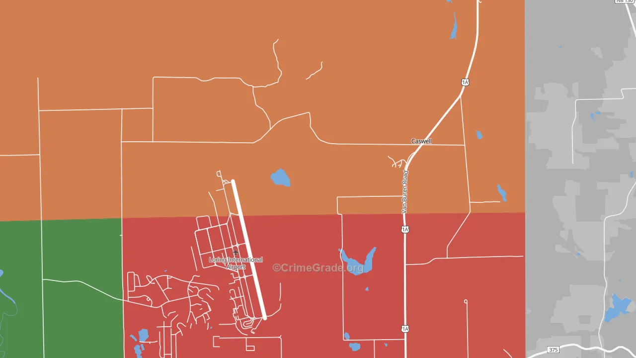 Loring Air Force Base, ME Map of Vandalism Rates