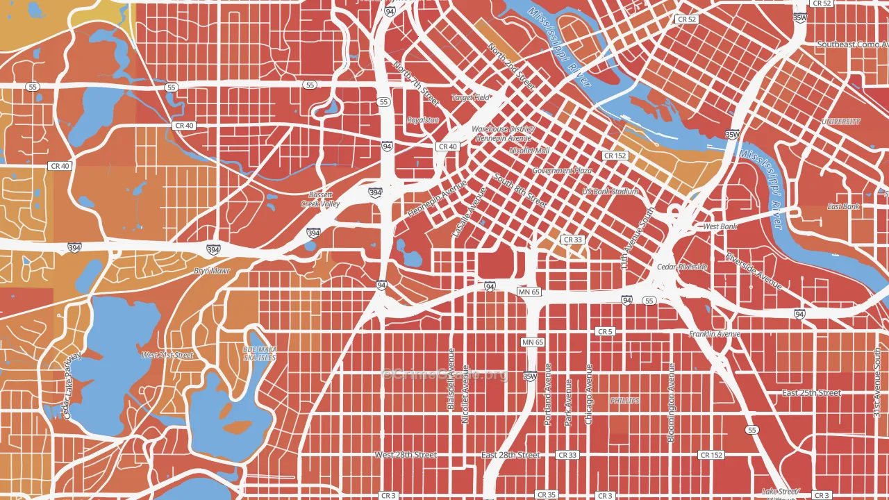 Loring Park, Minneapolis, MN Map of Vandalism Rates