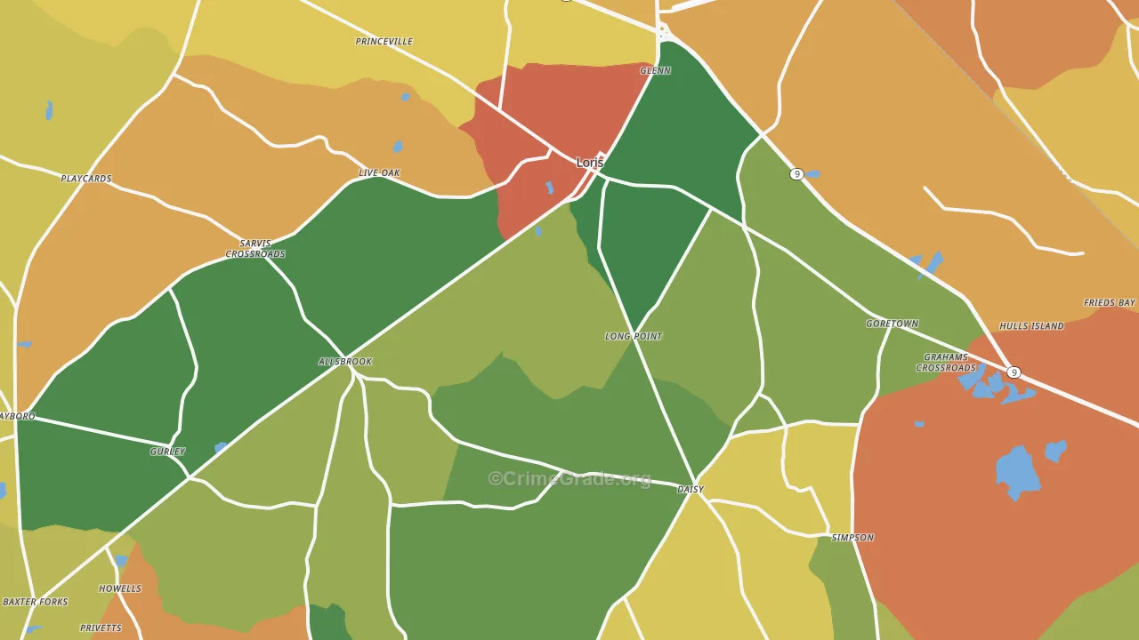 Loris, SC Map of Vandalism Rates