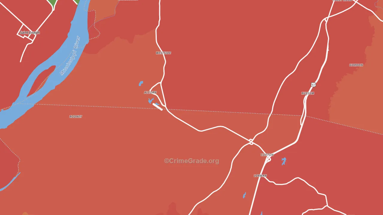 Lorman, MS Map of Vandalism Rates