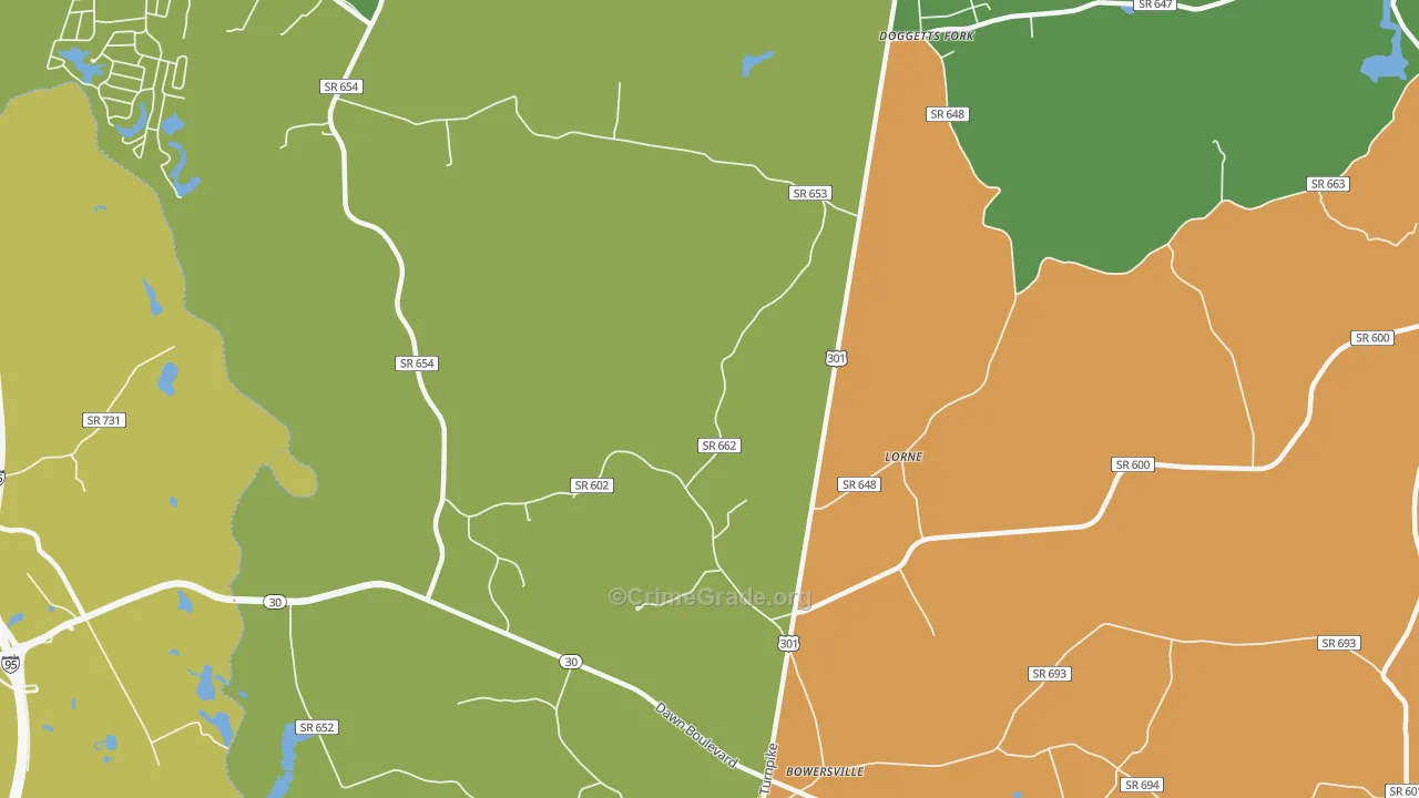 Lorne, VA Map of Vandalism Rates