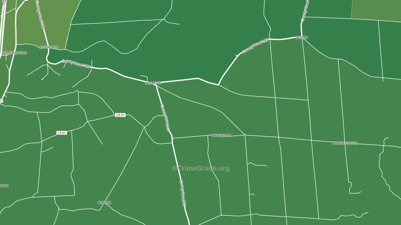 Lorraine, NY Map of Vandalism Rates