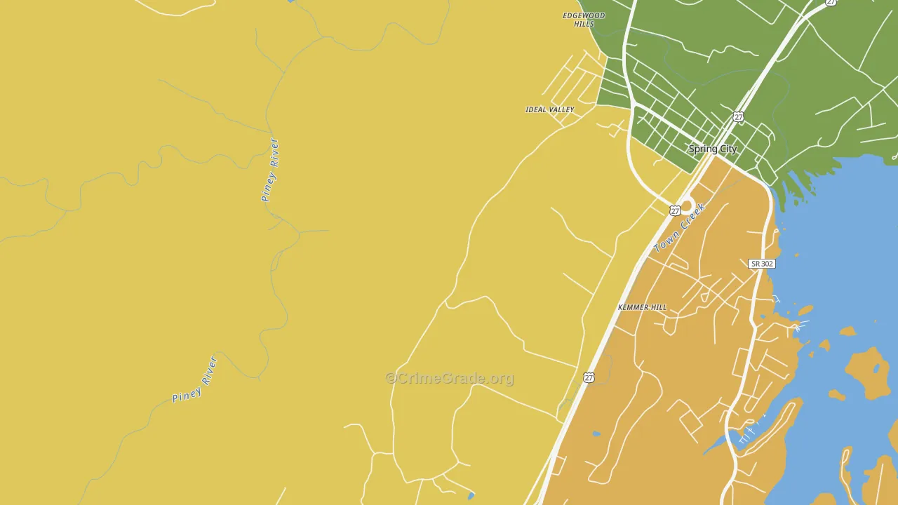 Lorraine, TN Map of Vandalism Rates