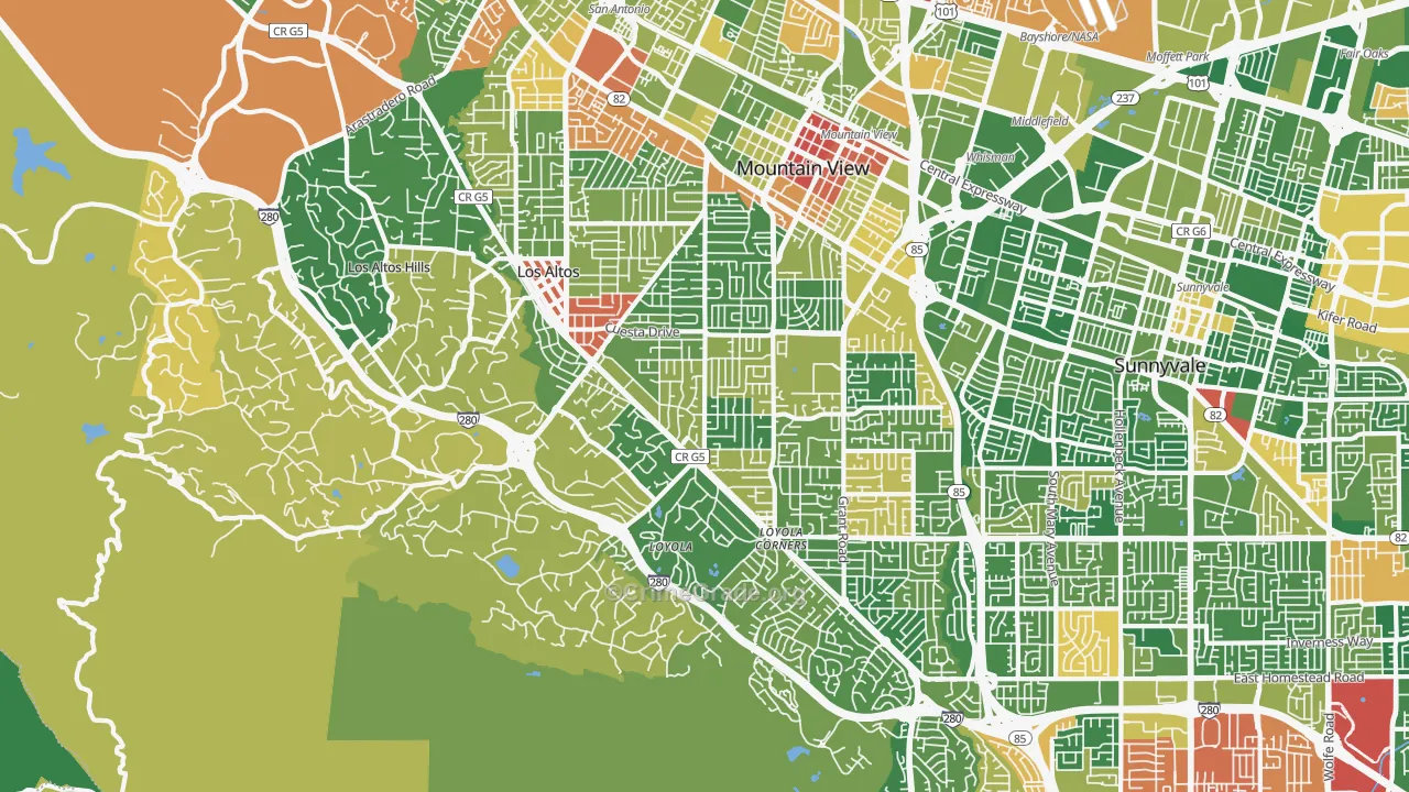 Los Altos, CA Map of Vandalism Rates