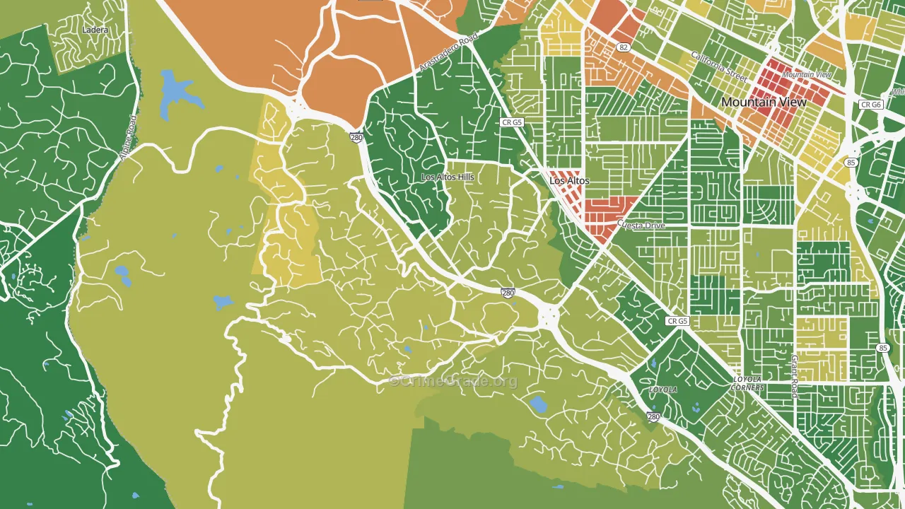 Los Altos Hills, CA Map of Vandalism Rates