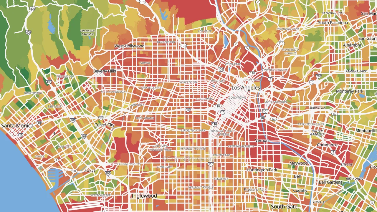 Los Angeles, CA Map of Vandalism Rates