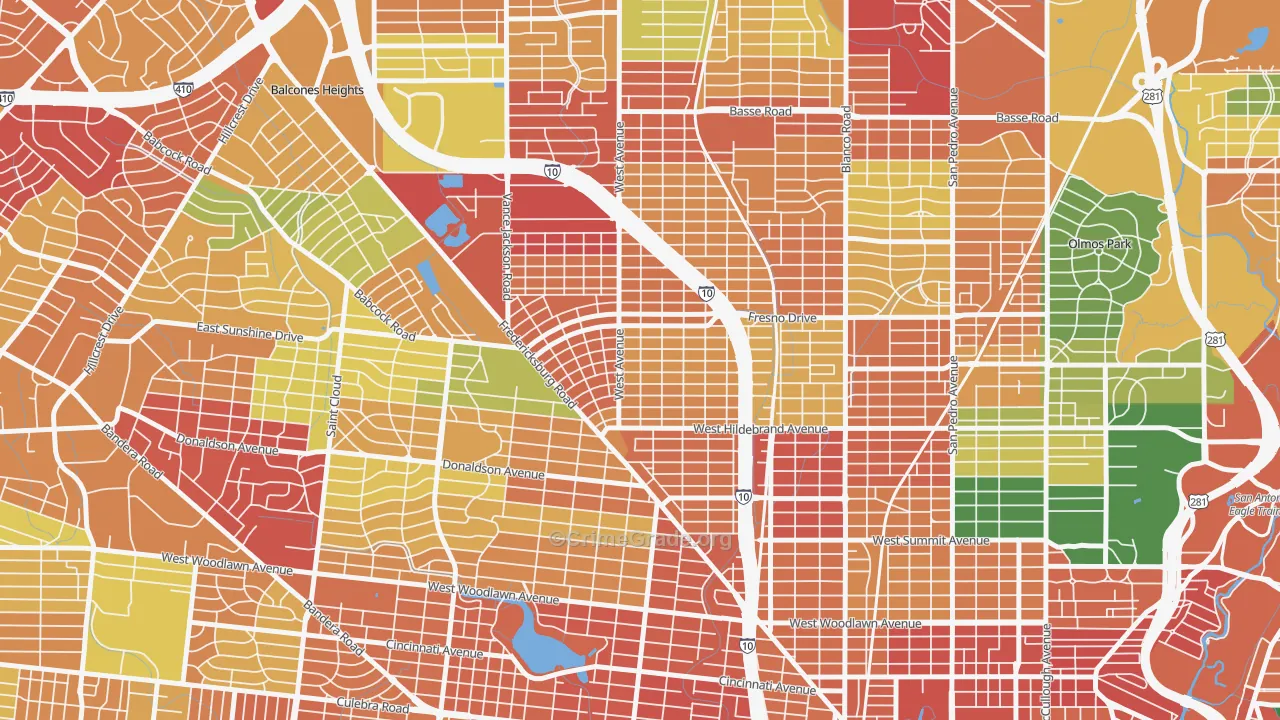 Los Angeles Heights-Keystone, San Antonio, TX Map of Vandalism Rates