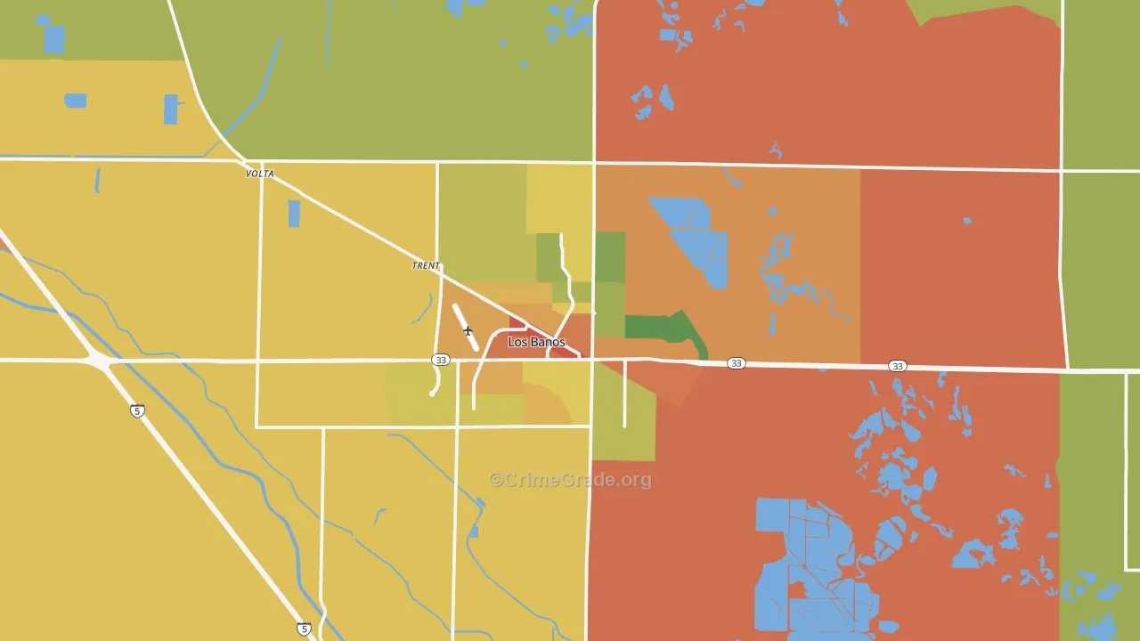 Los Banos, CA Map of Vandalism Rates