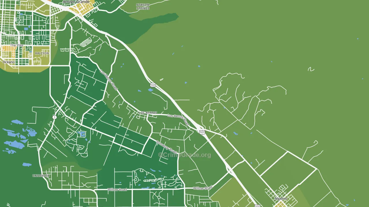 Los Berros, CA Map of Vandalism Rates