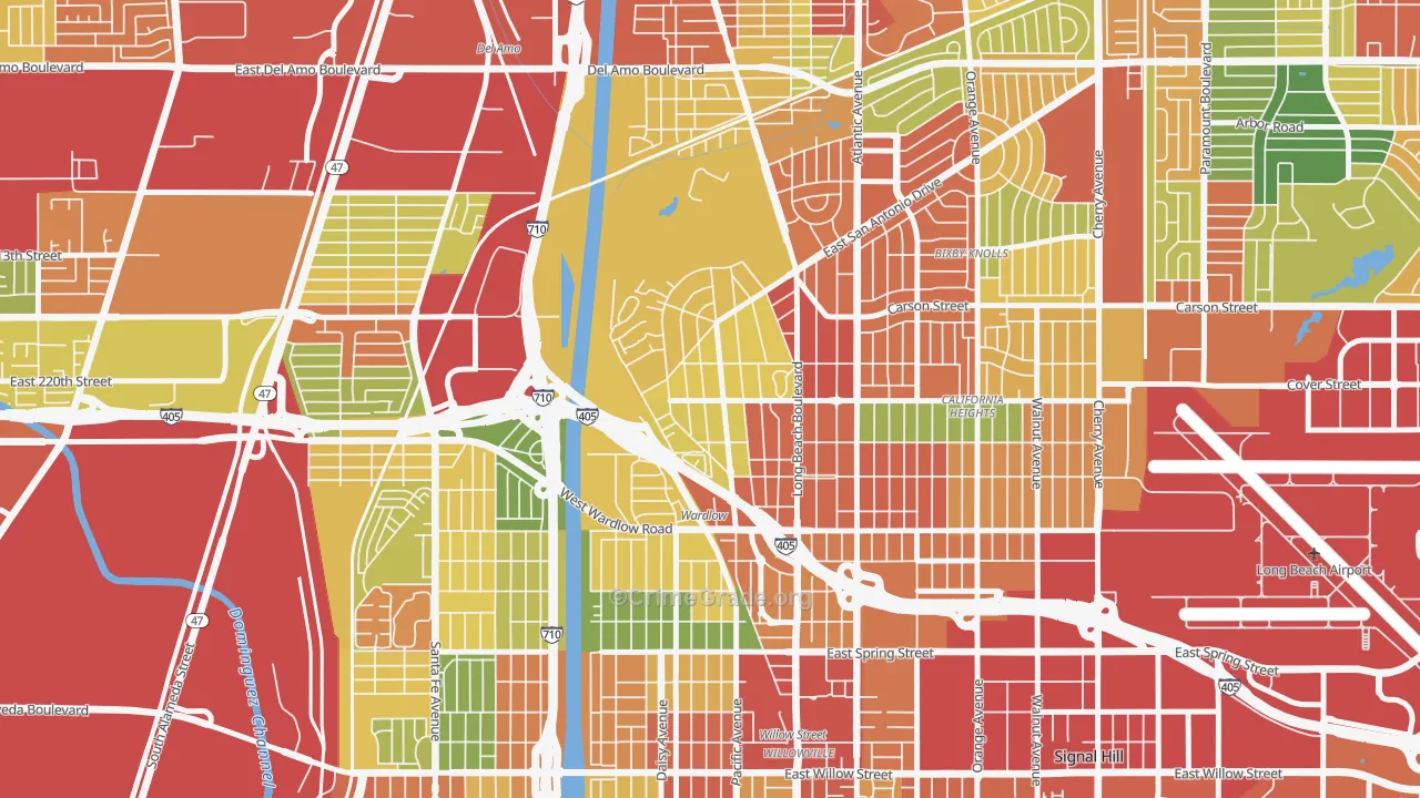 Los Cerritos, Long Beach, CA Map of Vandalism Rates