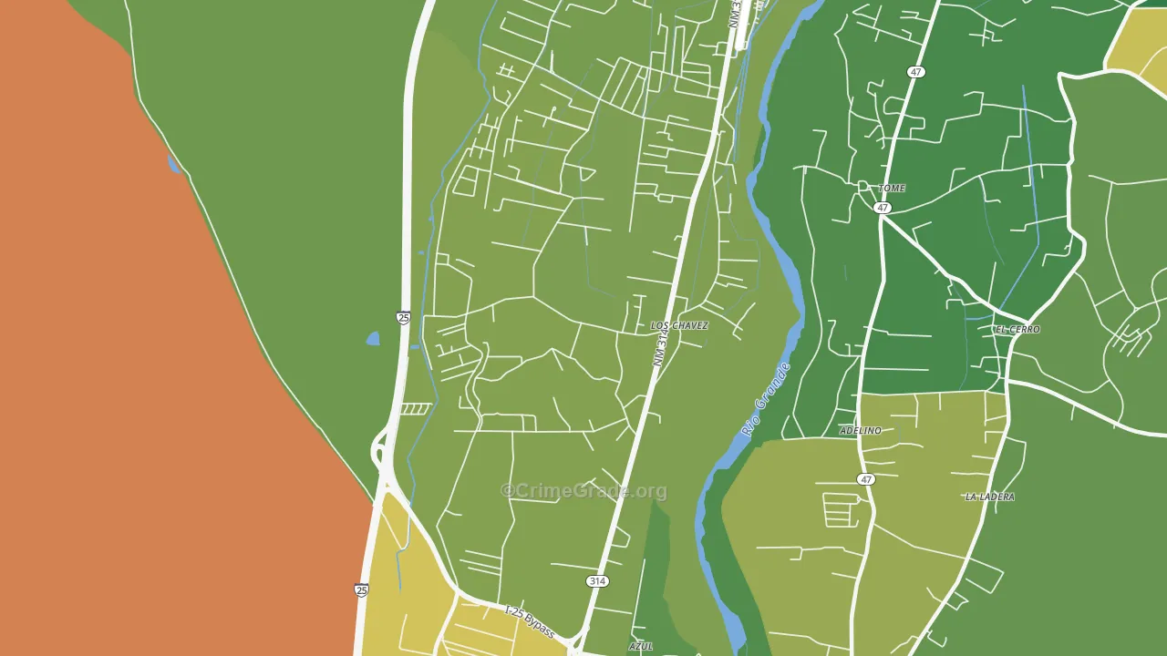 Los Chaves, NM Map of Vandalism Rates