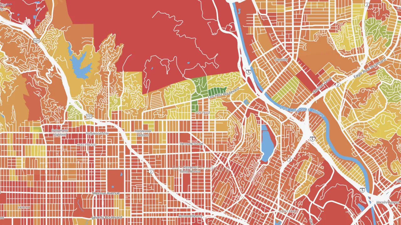 Los Feliz, Los Angeles, CA Map of Vandalism Rates