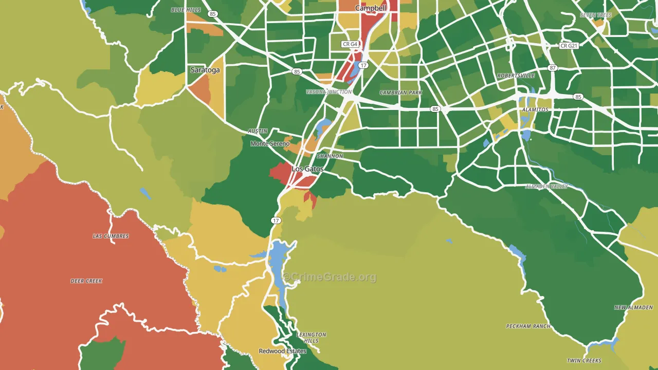 Los Gatos, CA Map of Vandalism Rates