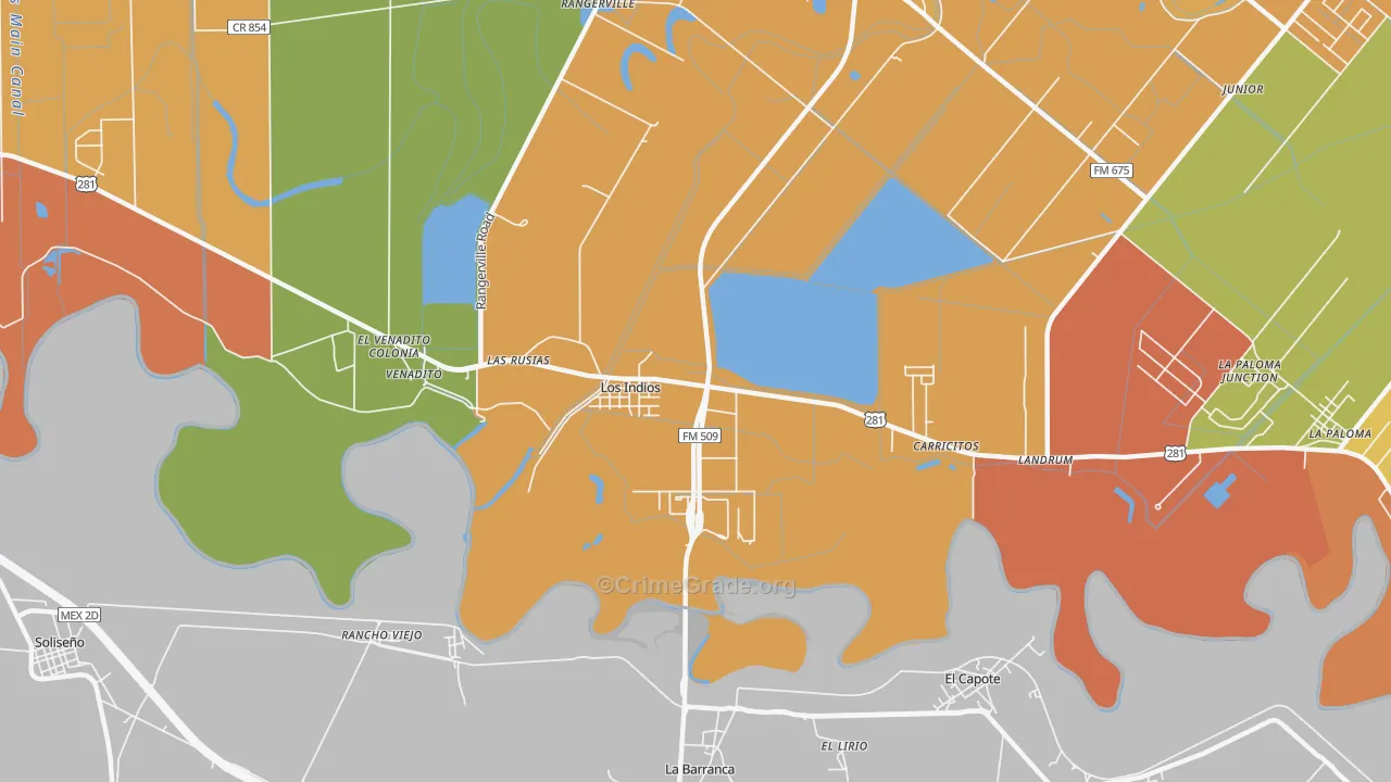 Los Indios, TX Map of Vandalism Rates