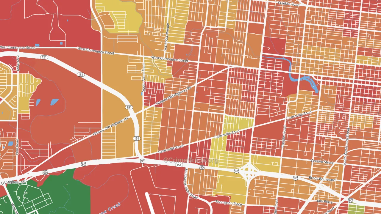 Los Jardines, San Antonio, TX Map of Vandalism Rates