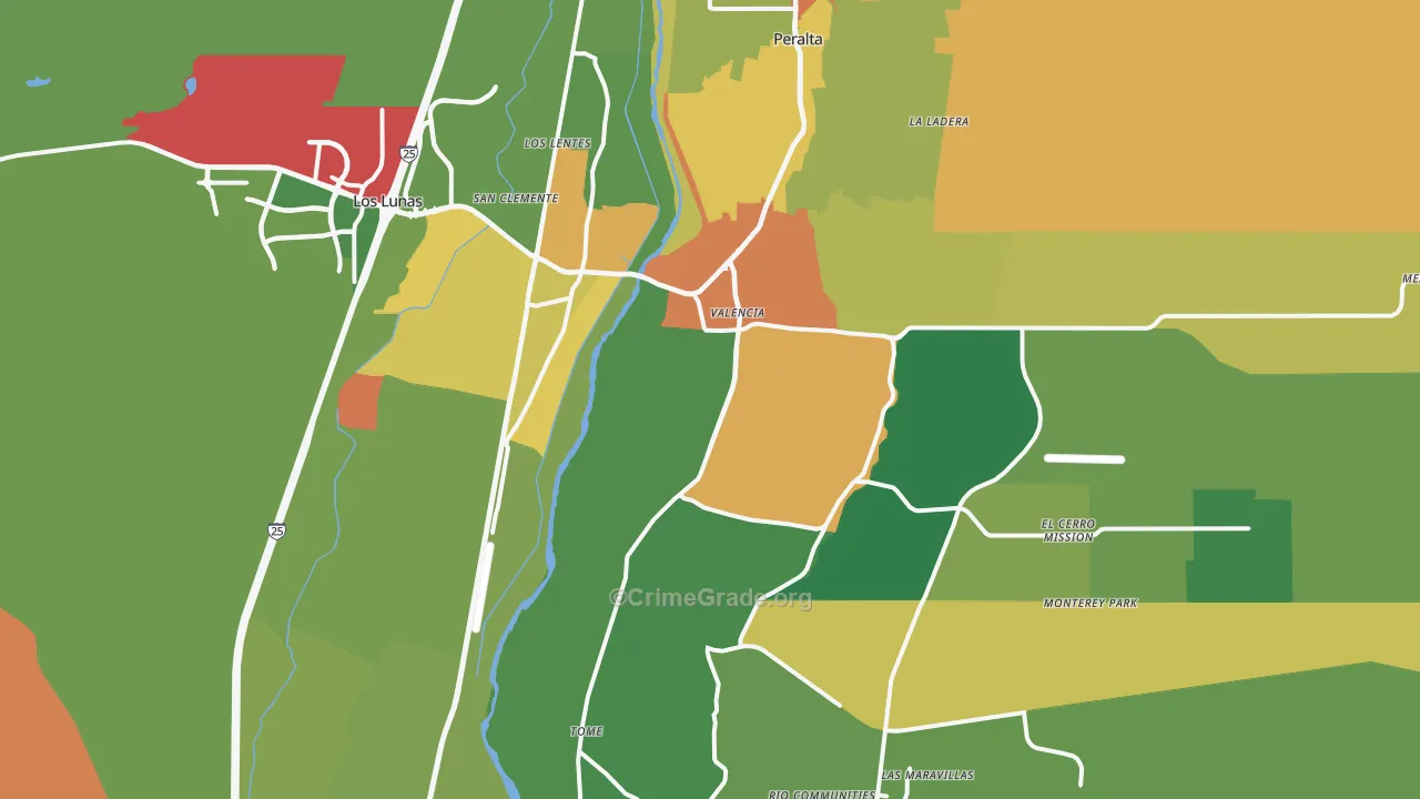 Los Lunas, NM Map of Vandalism Rates