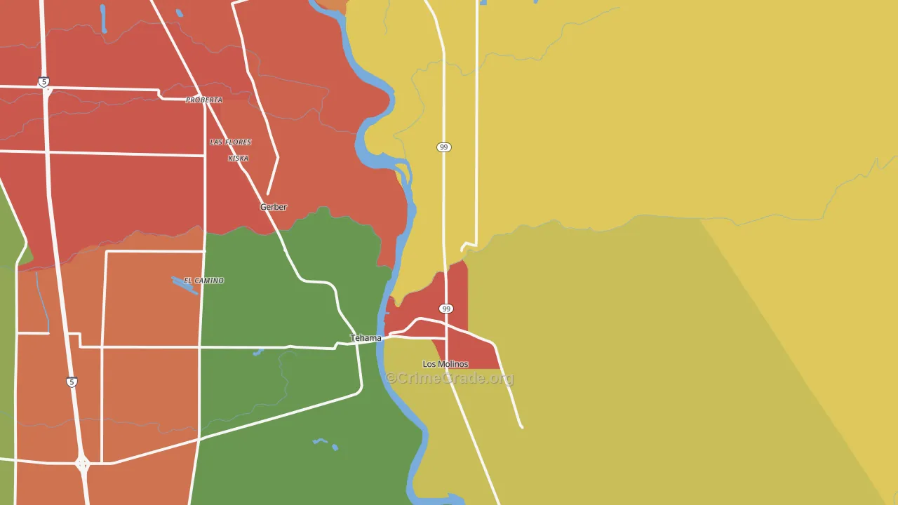 Los Molinos, CA Map of Vandalism Rates