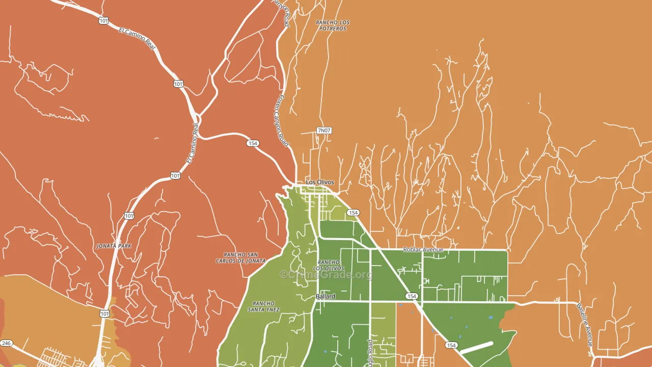 Los Olivos, CA Map of Vandalism Rates