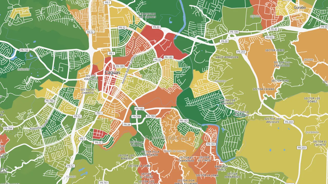 Los Prados, PR Map of Vandalism Rates