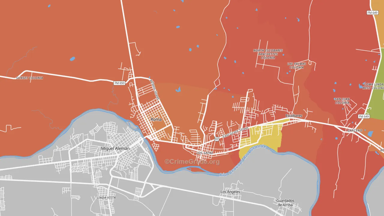 Los Saenz, TX Map of Vandalism Rates