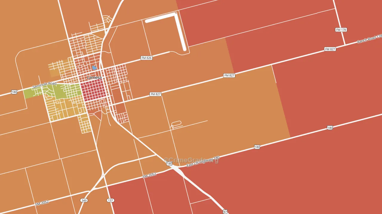 Los Ybanez, TX Map of Vandalism Rates