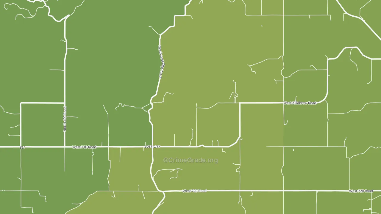 Lost City, OK Map of Vandalism Rates