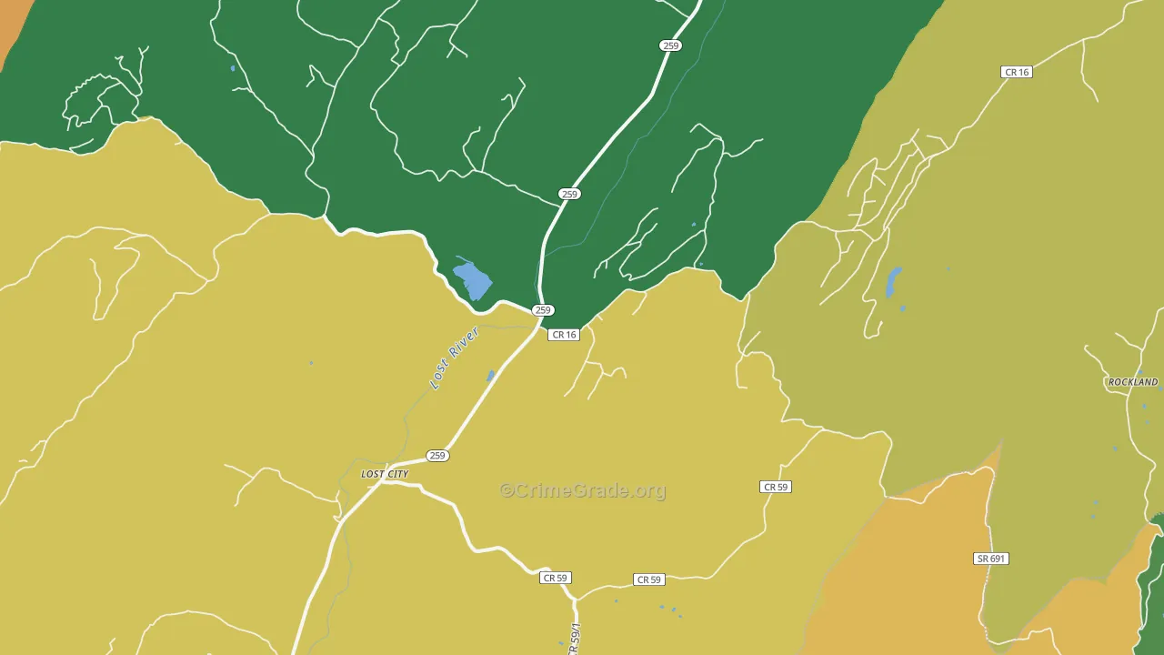 Lost City, WV Map of Vandalism Rates